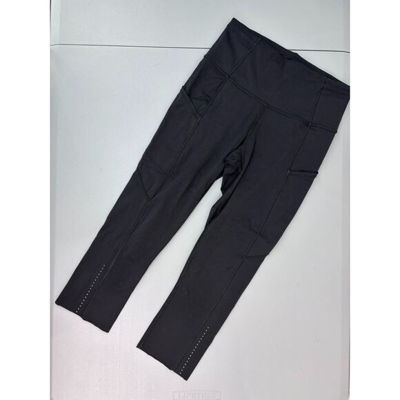 Lululemon women's 4 black fast and free high rise crop leggings pockets athletic - Picture 1 of 6